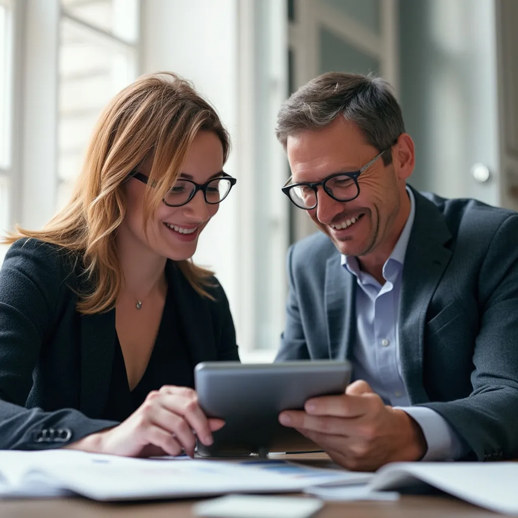 Consultor de FinArgConsult asesorando de cerca a un cliente en su lugar de trabajo